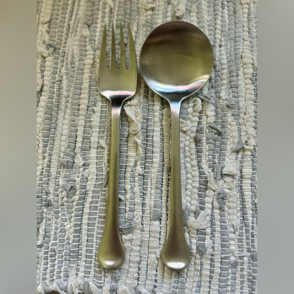 SALAD SERVING SET! Vintage DANSK stainless: KOBENHAVEN pattern: EXC